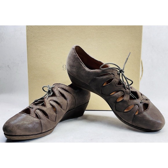 gentle souls Shoes - Kenneth Cole Gentle Soles NYE Wedge Lace Up Shoes Womens 8M Brown Leather Box